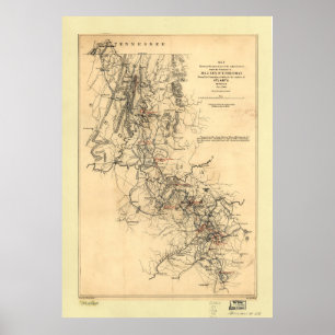 Civil War Atlanta Campaign Map September 1, 1864 Poster