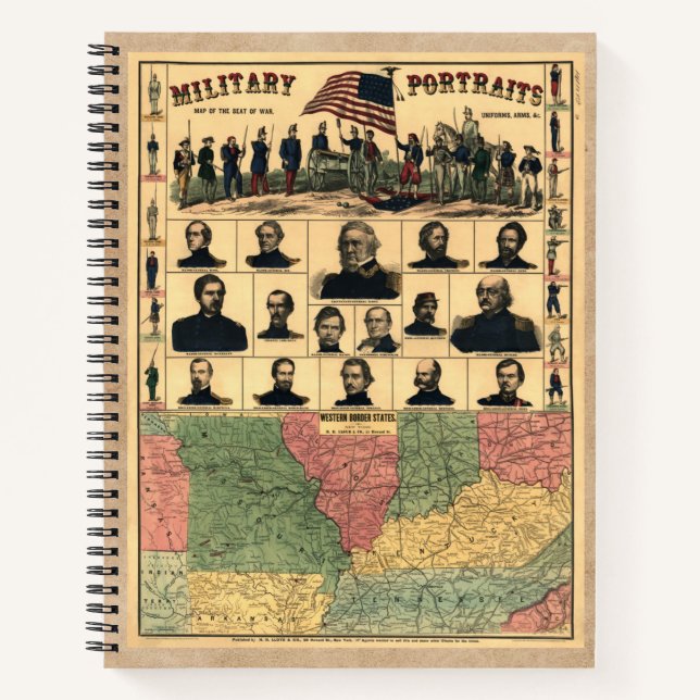 Civil War Border Military Portraits 1861, Restored Notebook (Front)