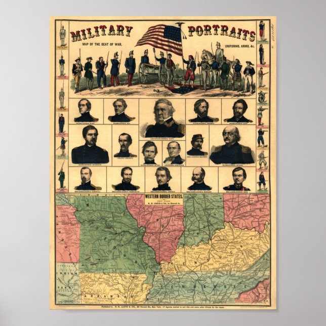 Civil War Border Military Portraits 1861, Restored Poster (Front)