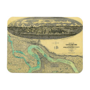 Civil War Era Map of Vicksburg Mississippi 1863 Magnet