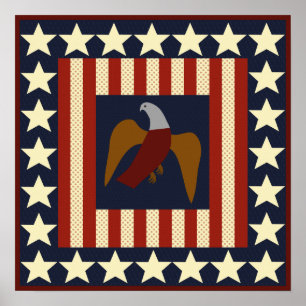 Civil War Era Stars and Eagle Quilt Square Poster