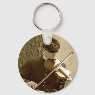 Civil War Fiddle Player Key Ring