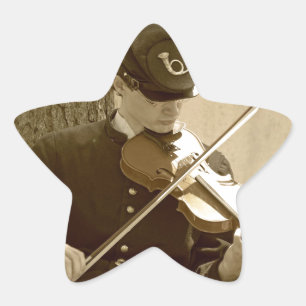 Civil War Fiddle Player Star Sticker