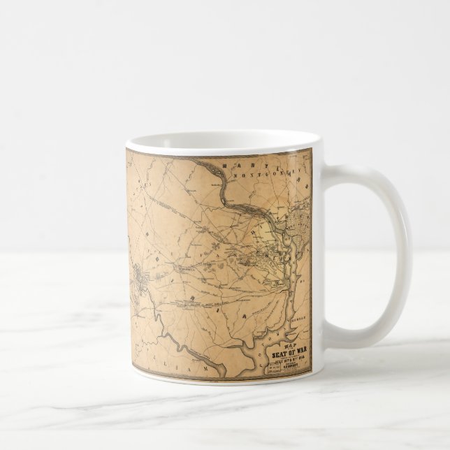 Civil War First Battle of Bull Run Map Seat of War Coffee Mug (Right)
