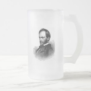Civil War General Frosted Glass Beer Mug