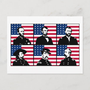 Civil War Heroes and the American Flag Postcard