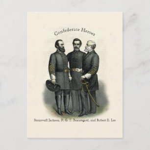 Civil War 🛡️ Heroes Stonewall Beauregard Lee Postcard