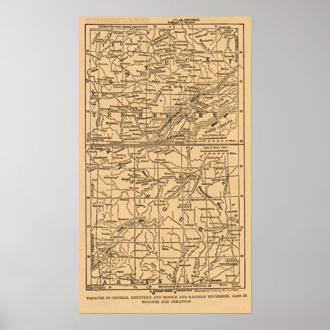 Civil War Kentucky and Middle & Eastern Tennessee Poster (Front)