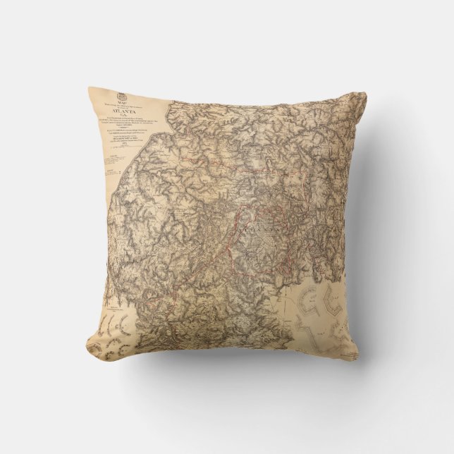 Civil War Map Atlanta Georgia July 19-Aug 26 1864 Cushion (Front)