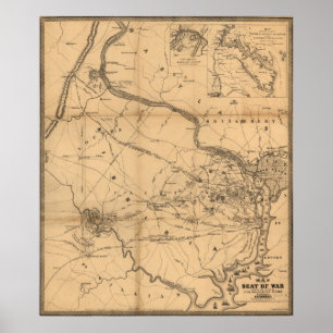 Civil War Map of Battles July 18, 21 & Oct 21 1861 Poster