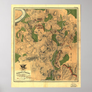 Civil War Map of the Battlefield of Antietam 1862 Poster