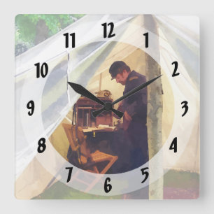 Civil War Officer's Tent Square Wall Clock