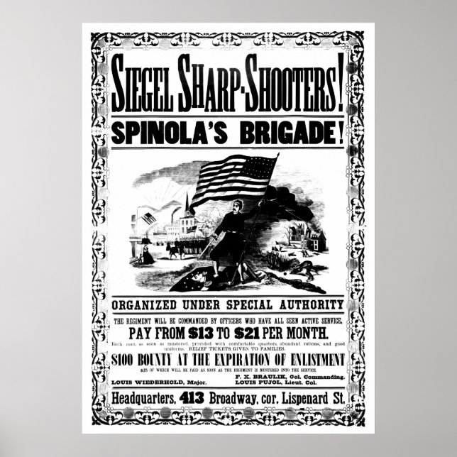 Civil War Recruitment Poster, black Poster (Front)