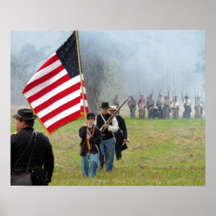 Civil War Reenactment - Flag Boy Poster