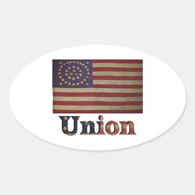 Civil War Union 🦅 Honour Vintage Military Oval Sticker (Front)