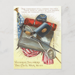 Civil War US Flag Bayonet Canteen Postcard