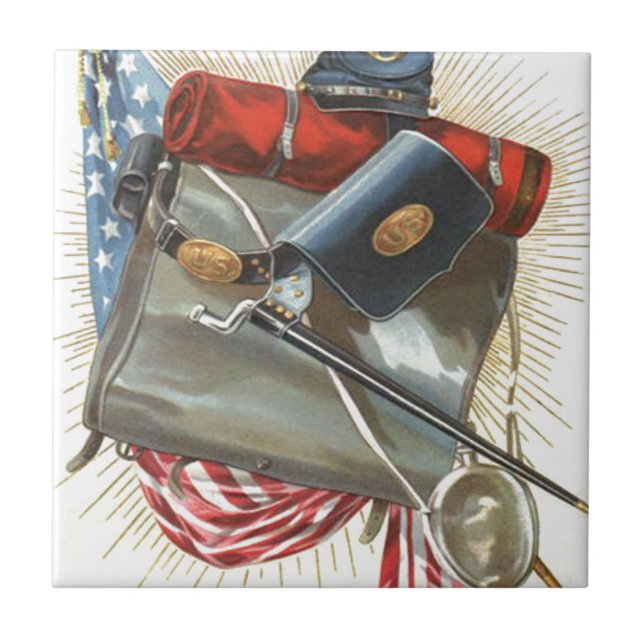 Civil War US Flag Bayonet Canteen Tile (Front)