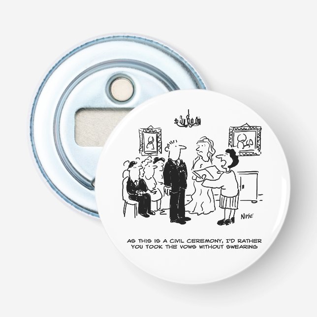 Civil Wedding Ceremony at a Registry Office Bottle Opener (Front)