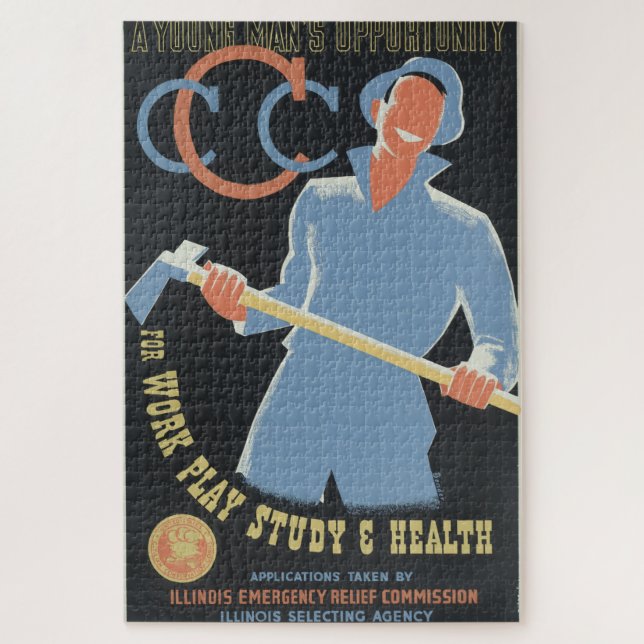 Civilian Conservation Corp: Work Play Study Health Jigsaw Puzzle (Vertical)