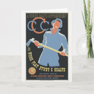 Civilian Conservation Corp: Work Play Study Health Thank You Card