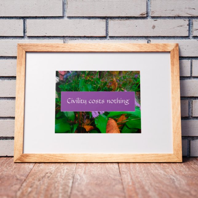 Civility costs nothing  wisdom saying photo poster (Creator Uploaded)