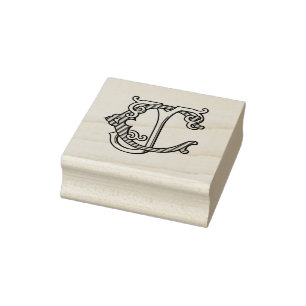 CJ Initials JC Monogram Rubber Ink Stamp Wedding