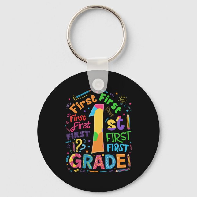 Ck To School 1st Grade Team Typography Student Tea Key Ring (Front)