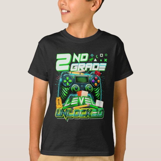 Ck To School 2nd Grade Level Unlocked Gamer First  T-Shirt (Front)