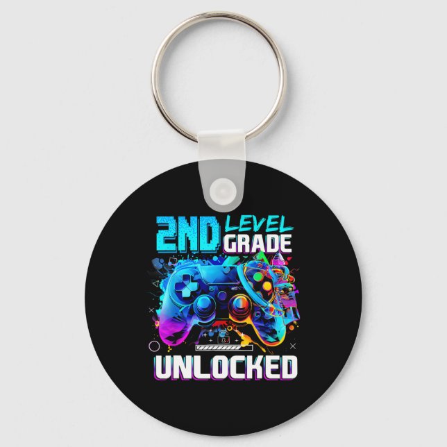 Ck To School 2nd Grade Level Unlocked Gamer Kids B Key Ring (Front)