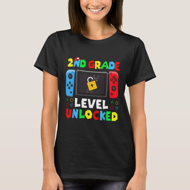 Ck To School 2nd Grade Level Unlocked Gamer Kids B T-Shirt (Front)