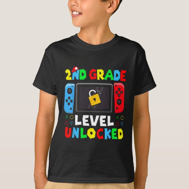 Ck To School 2nd Grade Level Unlocked Gamer Kids B T-Shirt (Front)