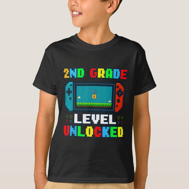 Ck To School 2nd Grade Level Unlocked Gamer Kids B T-Shirt (Front)