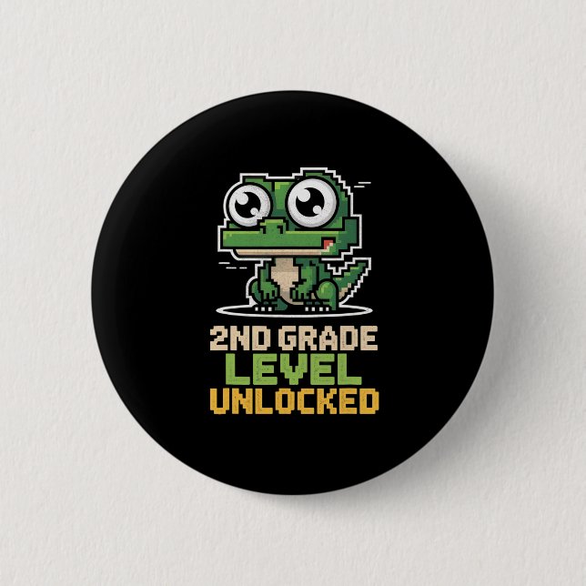 Ck To School 2nd Grade Lizard Gamer Second Level U 6 Cm Round Badge (Front)
