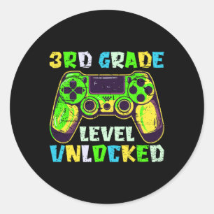 Ck To School 3rd Grade Boys Gamer First Day Third Classic Round Sticker