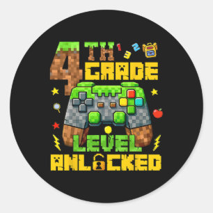 Ck To School 4th Grade Gamer First Day Fourth Grad Classic Round Sticker
