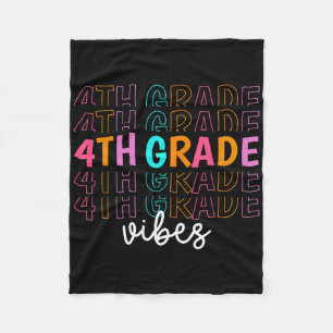 Ck To School 4th Grade Vibes Retro Teacher Student Fleece Blanket