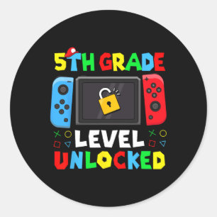 Ck To School 5th Grade Level Unlocked Gamer Kids B Classic Round Sticker