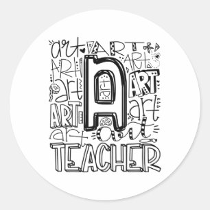 Ck To School Art Teacher Typography Classic Round Sticker