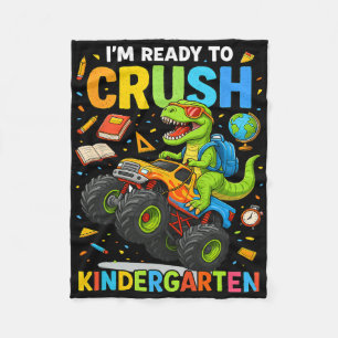 Ck To School Boy Dinosaur I'm Ready To Crush Kinde Fleece Blanket