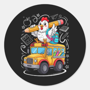 Ck To School Chicken School Bus 100 Days Of School Classic Round Sticker