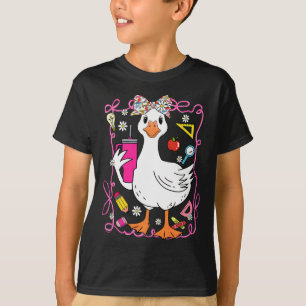Ck To School Coquette Goose Teacher  T-Shirt