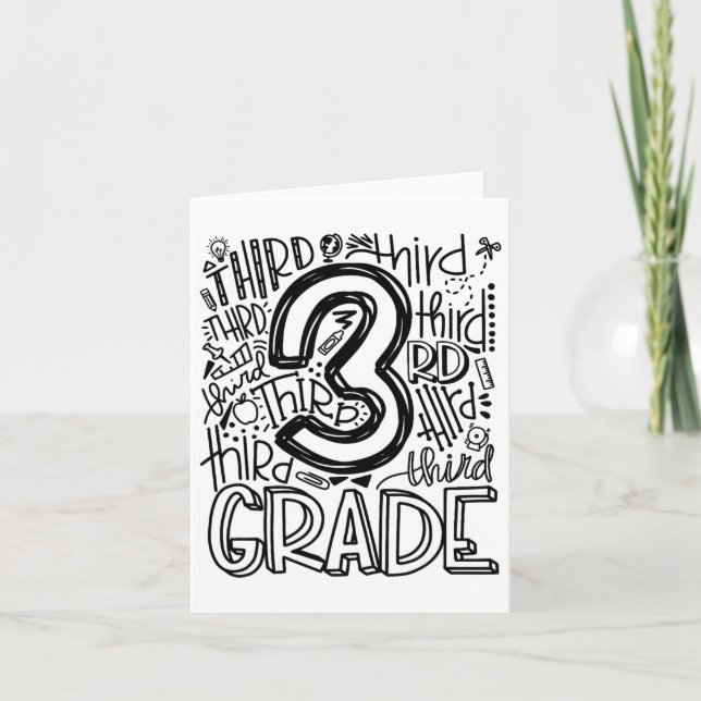 Ck To School First Day Of School Typography Third  Card (Front)