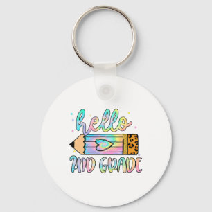 Ck To School Hello 2nd Grade Leopard Tie Dye Penci Key Ring