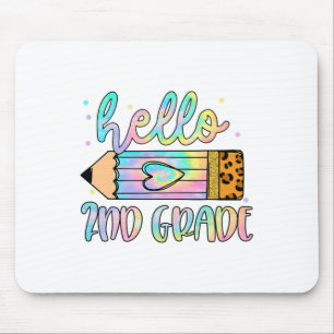 Ck To School Hello 2nd Grade Leopard Tie Dye Penci Mouse Mat