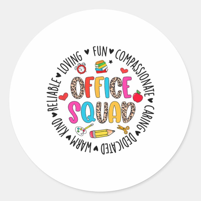Ck To School Office Squad Leopard First Day Of Sch Classic Round Sticker (Front)