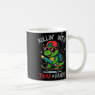 Ck To School Rollin' Into 3rd Grade T-rex Skateboa Coffee Mug