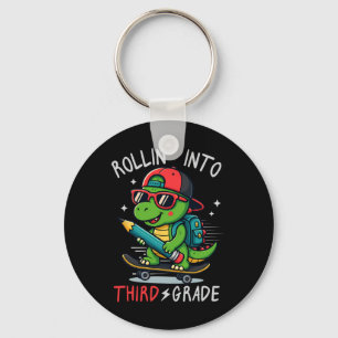 Ck To School Rollin' Into 3rd Grade T-rex Skateboa Key Ring