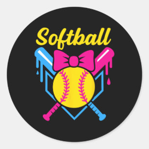 Ck To School Softll Player Ice+cream Softll Drip Classic Round Sticker