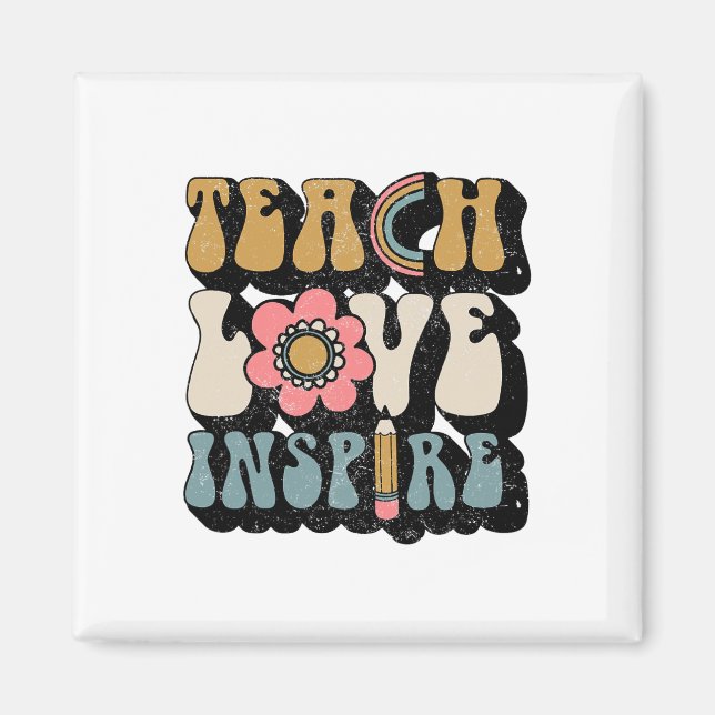 Ck To School Teach Love Inspire Retro Teachers Wom Magnet (Front)