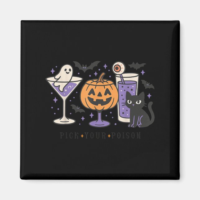 Ck Your Ison Halloween Black Cat Pumpkin Ghost Tai Magnet (Front)